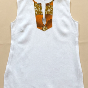 white top linen with African decoration